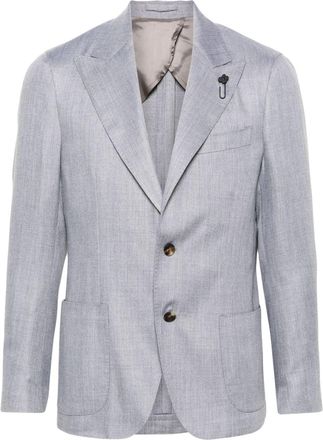 Lardini brooch-detail blazer - men - Silk/Virgin Wool/Viscose/Cupro/Cashmere - 48 - Grey