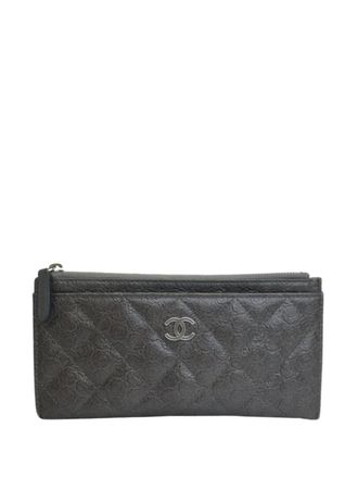 Chanel Portafoglio in pelle di agnello trapuntata con zip 2018-2019 - Grigio