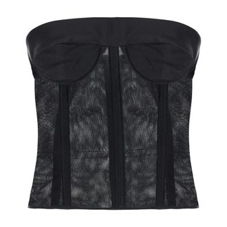 Maison Margiela Sleeveless Tops, female, Black, Size: M Mesh Corset