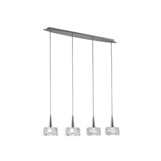 Netlighting O2 Ceiling Pendant 4 Light G9 Line Polished Chrome in Grey