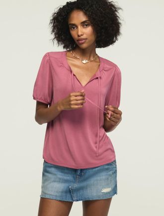 Lucky Brand Womens Sandwash Tie Front Top