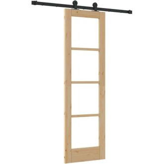 vidaXL Vidaxl - Puerta Corredera Manual Marr&oacute;n 61 X 198.5 Cm Madera Y Metal