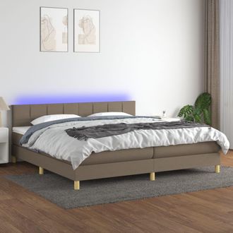vidaXL Vidaxl - Cama Box Spring Con Colch&oacute;n Led Tela Gris Taupe 200x200 Cm