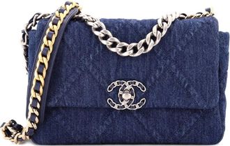 Chanel 19 Flap Bag Quilted Denim Medium shoulder bag - Blu