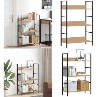 vidaXL Scaffale Libri 3 Ripiani Rovere 60x27,6x90,5 Legno Multistrato - Scaffale Decorativo - Scaffale in Legno