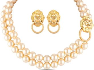 Susan Caplan Vintage 1990s Kenneth Jay Lane pearl set - women - Swarovski Crystal/Faux Pearl/Gold Plated - One Size - White