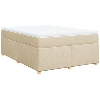 vidaXL Cama Box Spring Con Colch&oacute;n Tela Color Crema 140x200 Cm Vidaxl