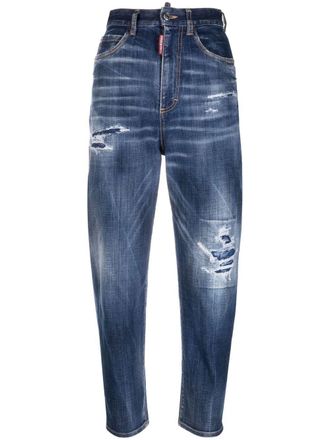 Dsquared2 distressed cropped jeans - women - Spandex/Elastane/Cotton - 38 - Blue