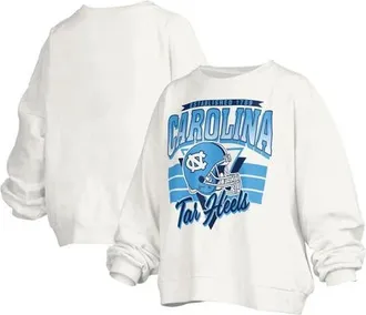 Pressbox Womens Pressbox White North Carolina Tar Heels Janice Retro Logo Oversized Pullover Sweatshirt at Nordstrom, Size X-Large