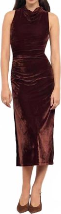Minkpink Sonja Velvet Midi Dress In Chocolate