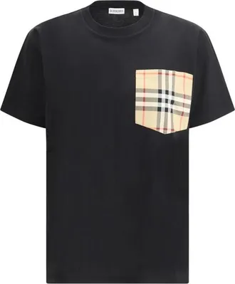 Burberry T-shirt met Zak en Ruitapplicatie - Dames - T-shirts - Zwart - M - Katoen - Tops