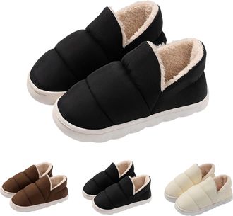 Generic Womens Fluffy Indoor Cosy Warm Winter Booties Slippers Boots Womens Bootie Slippers House Shoes Outdoor Snow Slipper Thermal Pregnant Sliders Chunky S