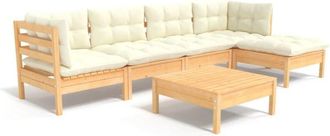vidaXL Muebles De Jard&iacute;n 6 Piezas Cojines Madera De Pino Color Crema Vidaxl
