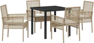 vidaXL Garden Dining Set with Cushion 5 pcs Beige Poly rattan vidaXL