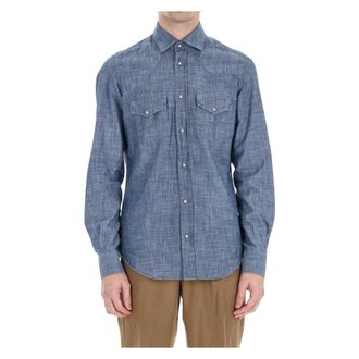Eleventy Camicia texana - Heren - Casual Overhemden - Blauw - XL - Denim - Overhemden
