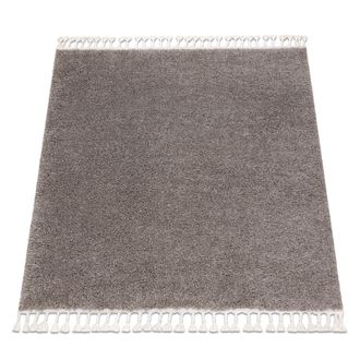 RugsX Rugsx - Alfombra Berber Cuadrado 9000 Marr&oacute;n Franjas Bereber Marroqu&iacute; Shaggy Brown 120x120 Cm