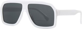 Generic Mens Large Frame Square Sunglasses Womens Outdoor Commuting Vacation Sun Glasses(White)