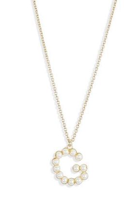 Meshmerise Imitation Pearl Initial Pendant Necklace in Yellow-G at Nordstrom Rack