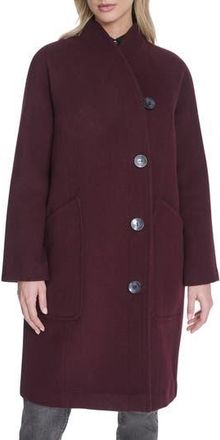 Cole Haan Asymmetric Wool Blend Coat in Burgundy at Nordstrom Rack, Size 12