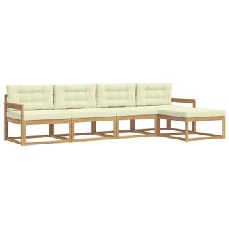 vidaXL Conjunto De Sof&aacute;s De Exterior 4 Pcs Blanco Y Crema Poli&eacute;ster Vidaxl