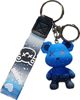 Generic Cute keychain for anyone. Suitable for birthday, Holiday Gifts gift, keychain car charm bag decoration (bear-blue)