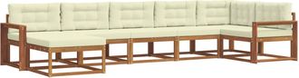 vidaXL Conjunto De Sof&aacute;s De Exterior 7 Uds. Natural Y Crema Vidaxl