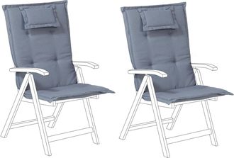 Beliani Beliani - Conjunto De 2 Cojines Para Silla De Jard&iacute;n Azul Asiento Respaldo Comodidad Descanso Java/amantea