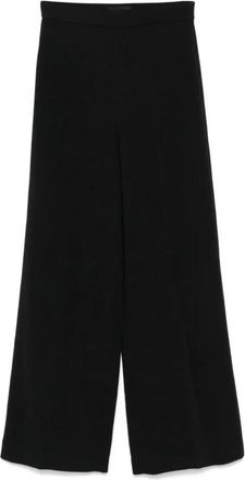 Joseph Zwarte Textuur Hoge Taille Wijde Pijp Broek - Dames - Wijde Broeken - Zwart - L - Broeken