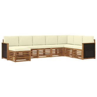 vidaXL Conjunto De Sof&aacute;s De Exterior Con Coj&iacute;n 6 Pcs Natural Y Crema Vidaxl