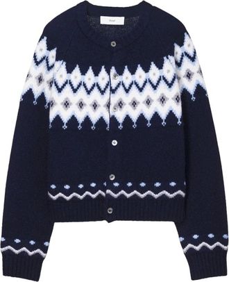 Dunst Fair Isle gebreid vest - Dames - Truien - Blauw - Maat: XS Zijde