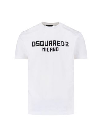 Dsquared2 Contrast Logo Cotton T-Shirt with Classic Crew Neckline