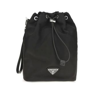 Prada Re-Nylon Drawstring Pouch - Heren - Tassen - Zwart - Maat: ONE Size Nylon