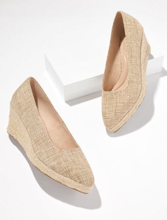 Talbots Vivi Linen Espadrille Wedges - Natural - 10 1/2 M Talbots