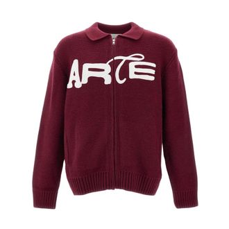 Arte Stencil Zip Cardigan - - Knitwear - Uomo - Rosso - S