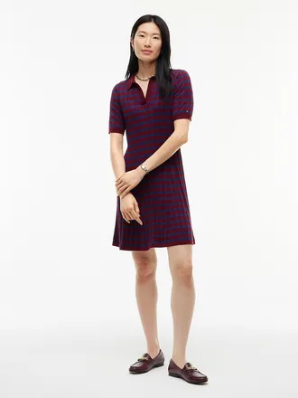 Tommy Hilfiger Womens Cable Knit Sweater Polo Dress - Burgundy - XXL