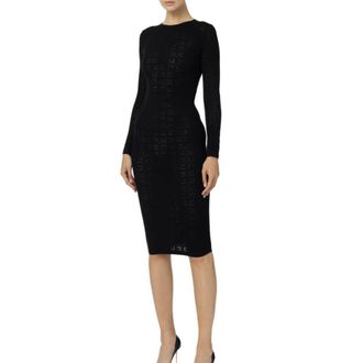 Elisabetta Franchi Mesh Stitch Midi Jurk - Dames - Kleedjes - Zwart - S - Kleedjes