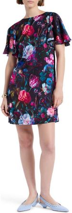 Robert Graham Alara Short Sleeve Cowl Back Shift Dress in Black Multi at Nordstrom Rack, Size 10
