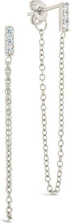 Sterling Forever Chelsea Cubic Zirconia Chain Drop Front/Back Earrings in Silver at Nordstrom Rack