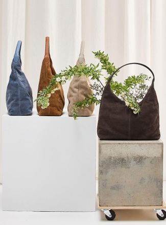 Simons Womens Minimalist suede hobo bag Exclusive collection from Italy