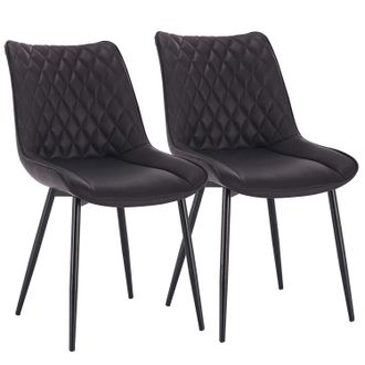 Woltu 2x Sillas De Comedor Nordicas Estilo Vintage Juego De 2 Sillas De Cocina Sillas Tapizadas En Cuero Sintetico Aspecto De Cuero Antiguo Estructura De Me