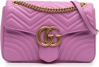Gucci 2016-2025 Large GG Marmont Matelasse Leather shoulder bag - women - Calf Leather - One Size - Pink