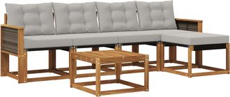vidaXL Conjunto De Sof&aacute;s De Exterior 6 Uds. Natural Y Gris Claro Vidaxl