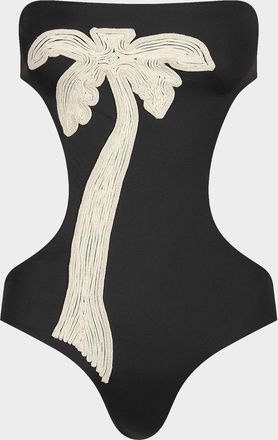 Johanna Ortiz Playa Grande Desert Palm Cut-Out One-Piece Swimsuit