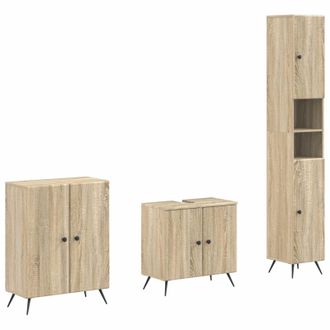 vidaXL Juego De Armarios De Ba&ntilde;o De 3 Piezas Breda Roble Sonoma Vidaxl
