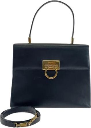 Ferragamo Pre-owned Leather 2way Bag - Dames - Vintage Handtas - Zwart - ONE Size - Leer - Vintage