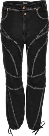 Versace Jeans Couture Stijlvolle Broeken voor Modeliefhebbers - Dames - Regular Fit Jeans - Zwart - W27 - Denim - Jeans