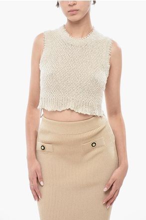 Roberto Cavalli Cotton-Knit Crop Top size M