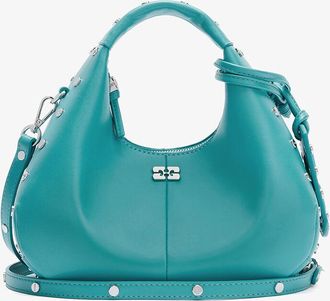 Ganni Baltic Mini Hobo Bag Studs in Blue