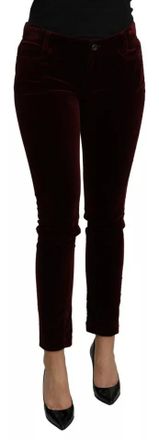 Dolce & Gabbana Womens Velvet Trousers Pan71091 - Dark Red