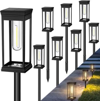 OEM Juego De 8 Luces Solares Para Exteriores, Resistentes Al Agua Ip65, Con Encendido/apagado Autom&aacute;tico, Led Blancos C&aacute;lidos Para Jard&iacute;n, Patio, Entrada 